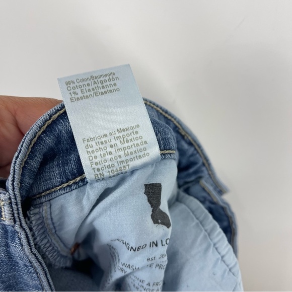 AG Jeans Mari High Rise Slim Straight Jeans Raw Hem Size 32 Blue - Picture 10 of 10